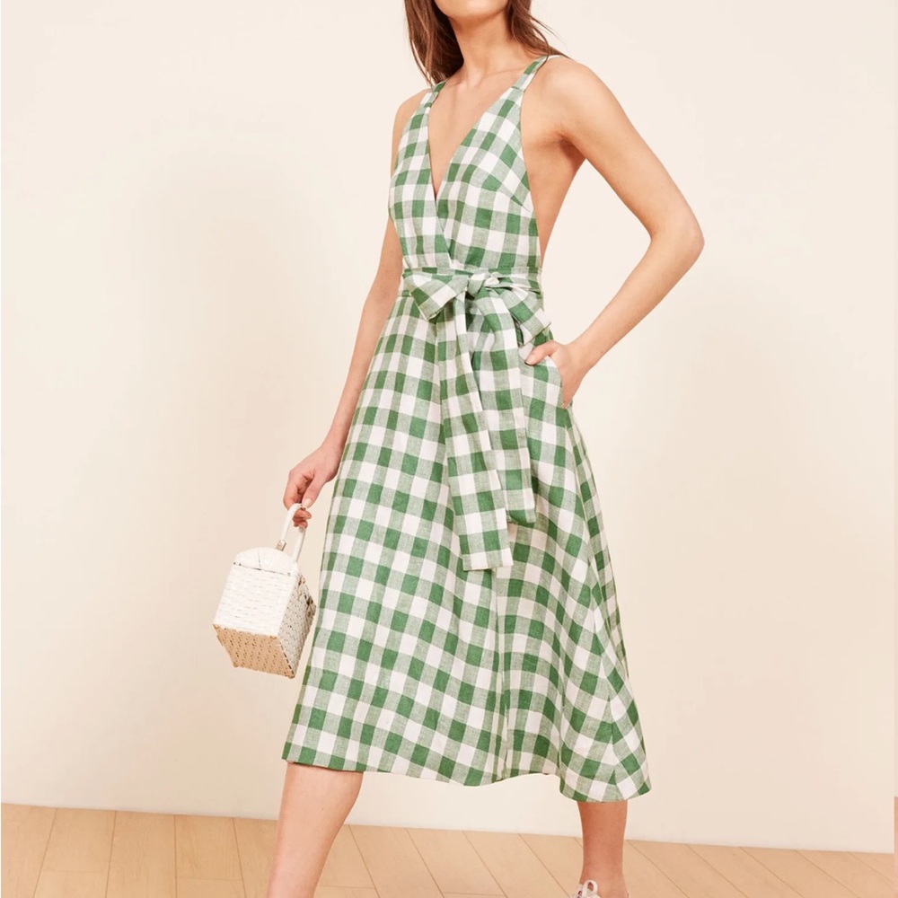 Reformation Maggie dress small green gingham